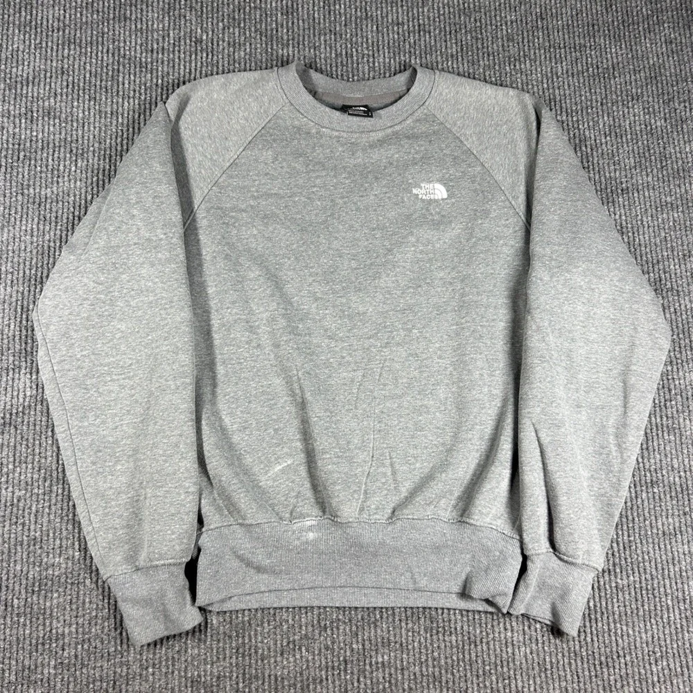 The North Face Sweatshirt Mens S Gray Raglan Sleeve Crewneck Logo‎